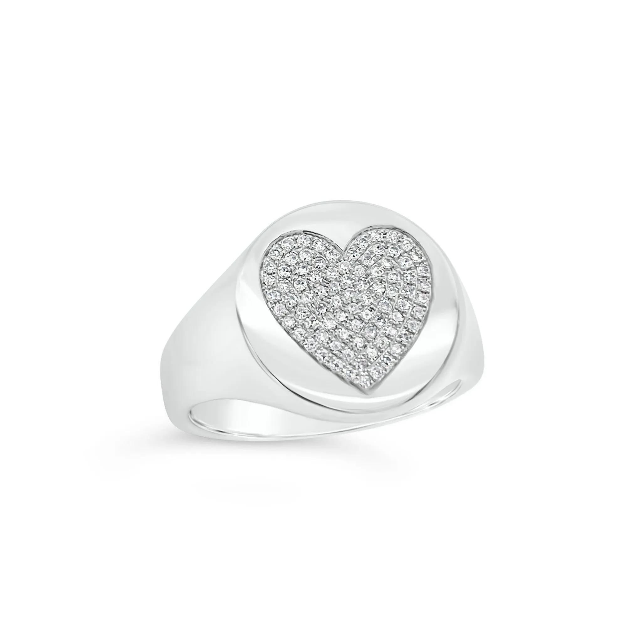 Pave Diamond Heart Signet Ring