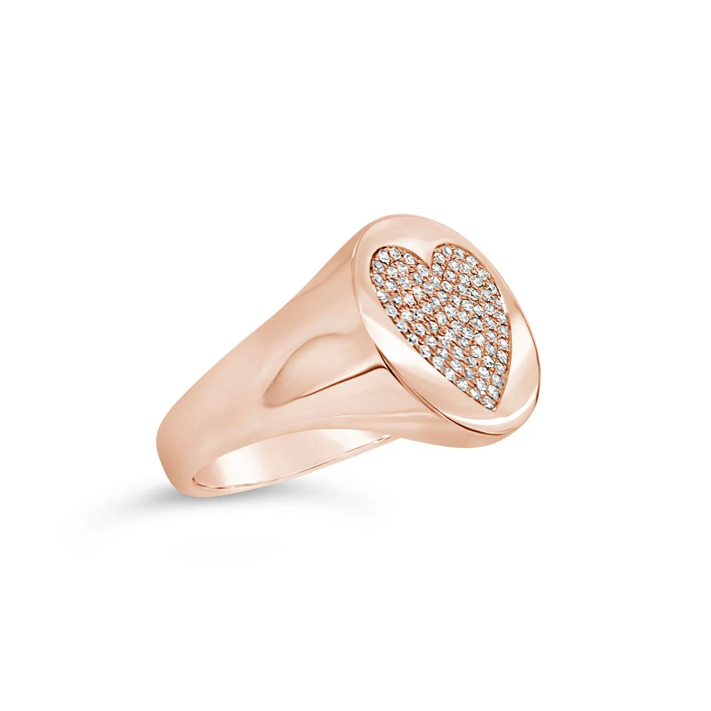 Pave Diamond Heart Signet Ring