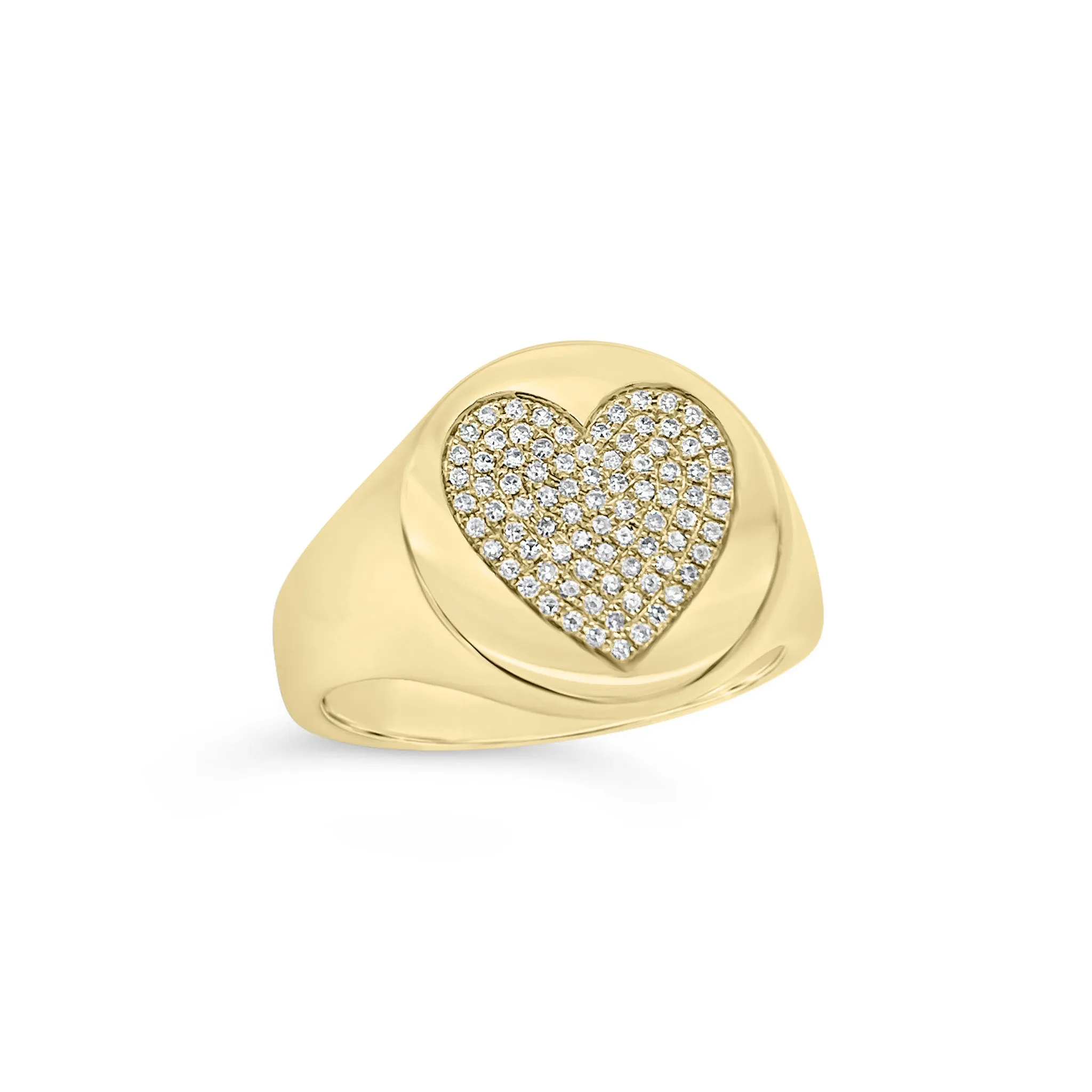 Pave Diamond Heart Signet Ring