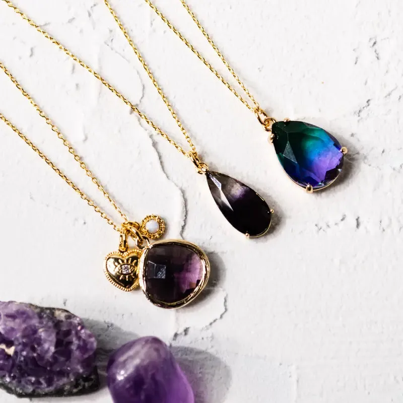 Peacock Ombre Drop: Amethyst Necklace