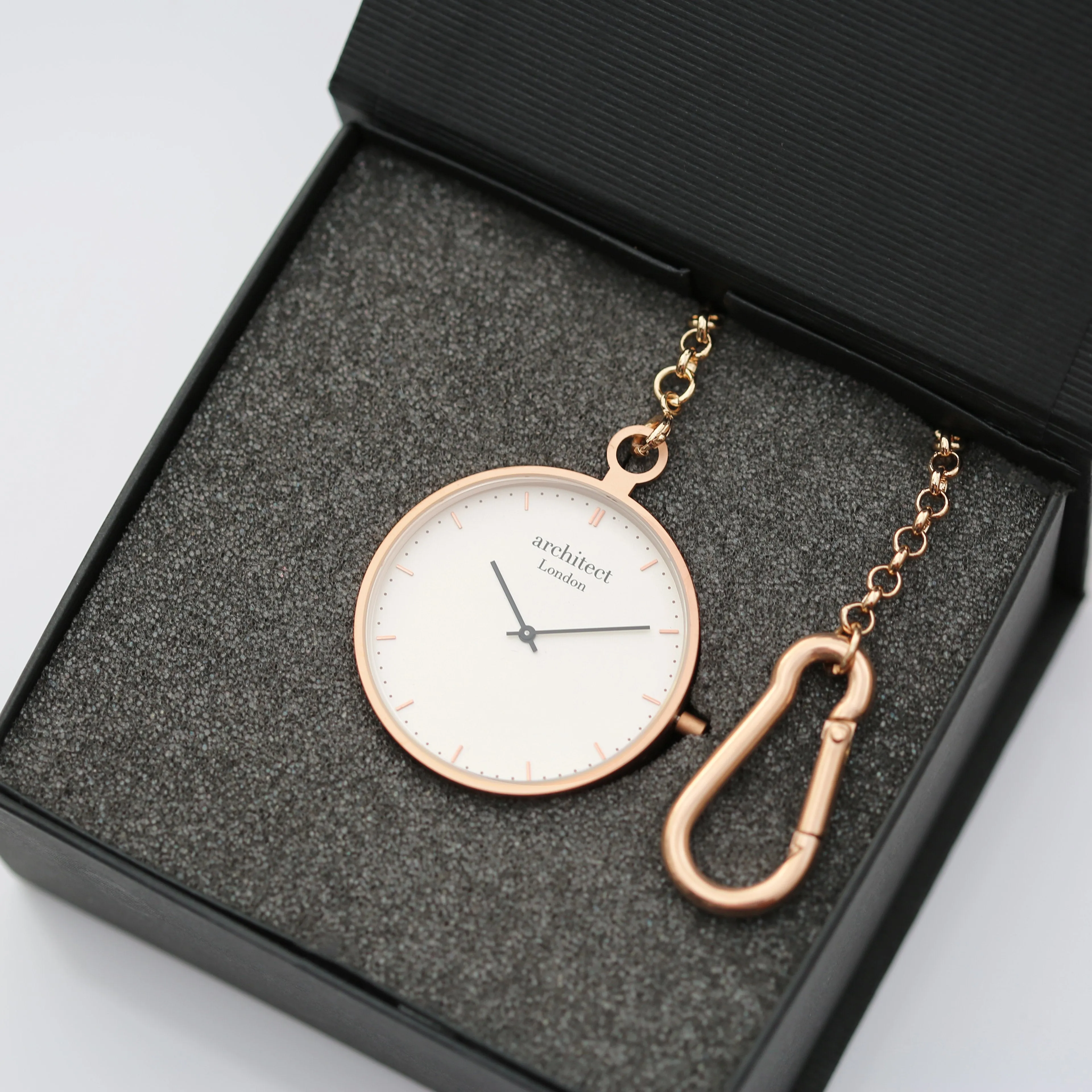 Personalised Modern Pocket Watch Rose Gold Modern Font Engraved