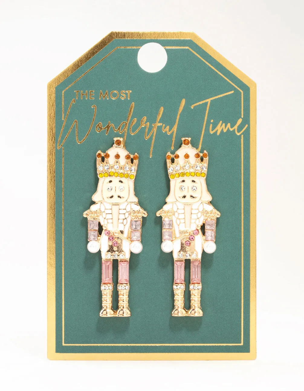 Pink & Amber Diamante Nutcracker Drop Earrings