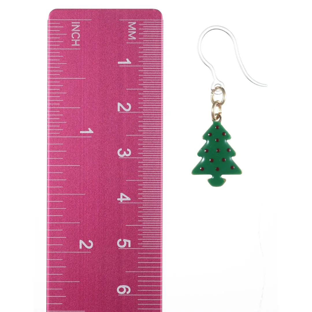 Polka Dot Christmas Tree Dangles Hypoallergenic Earrings for Sensitive Ears Made with Plastic Posts