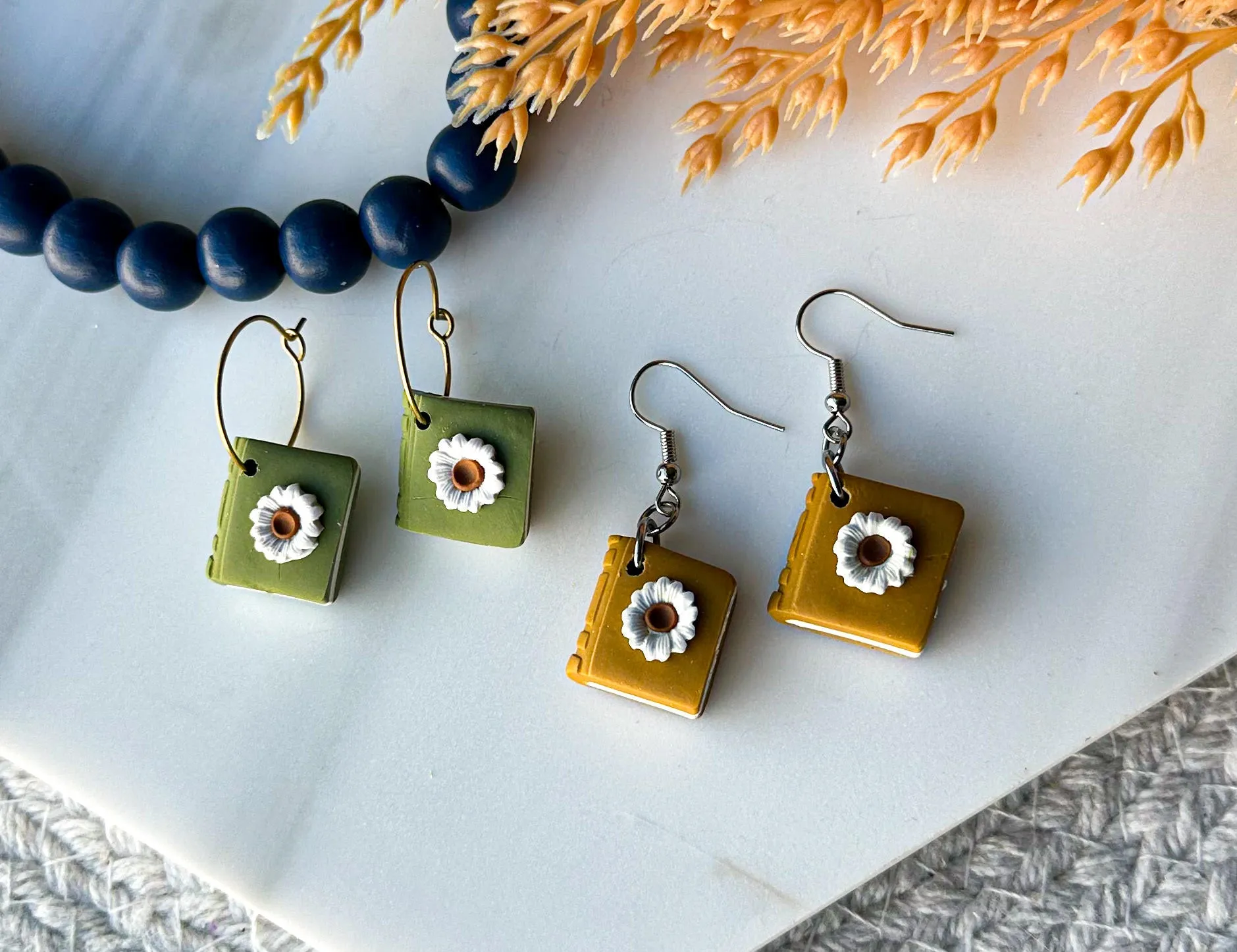 Polymer Clay Earrings - Books (Dangle & Studs)