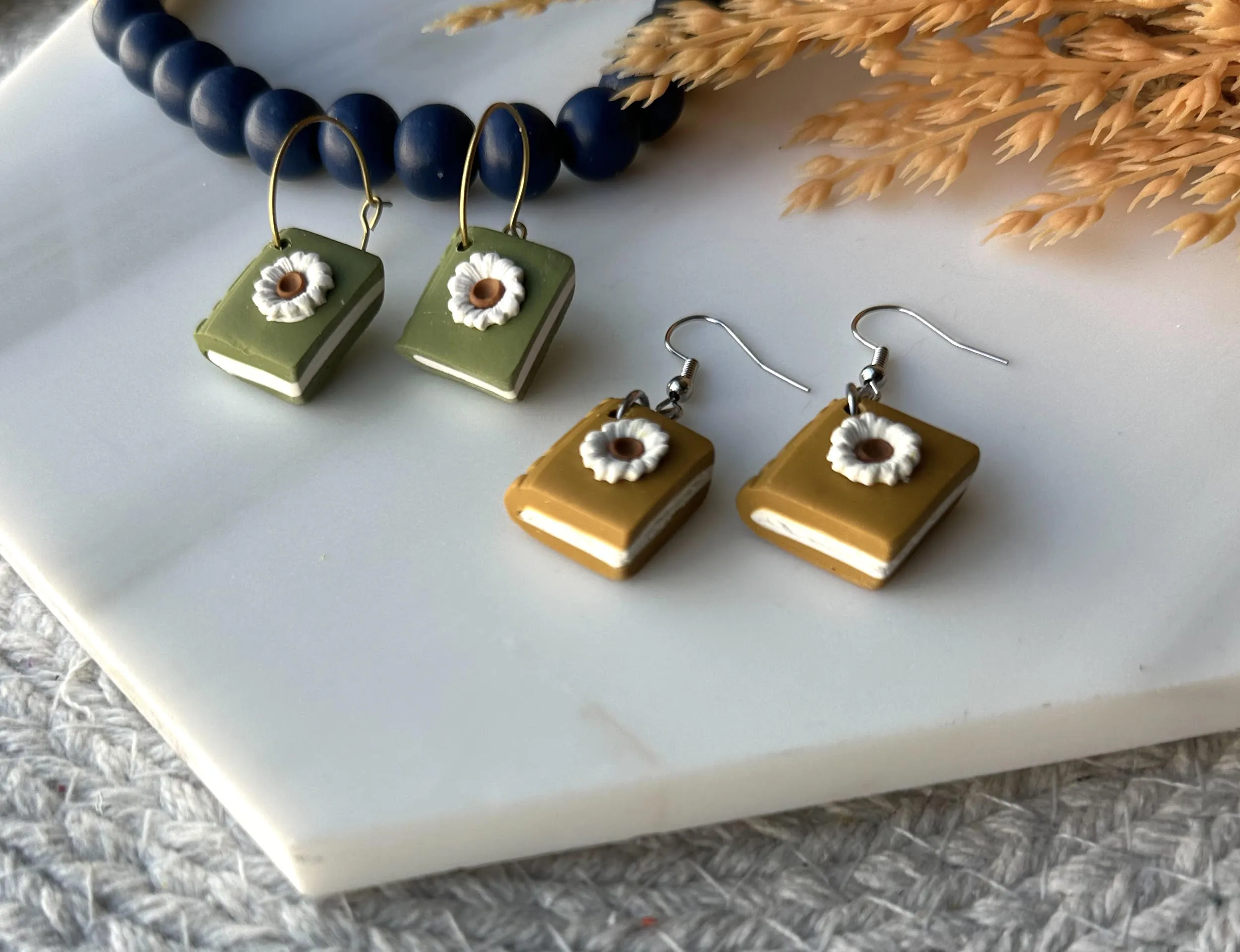 Polymer Clay Earrings - Books (Dangle & Studs)