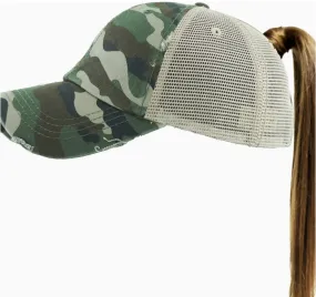 Ponytail Mesh Back Hat - Camo