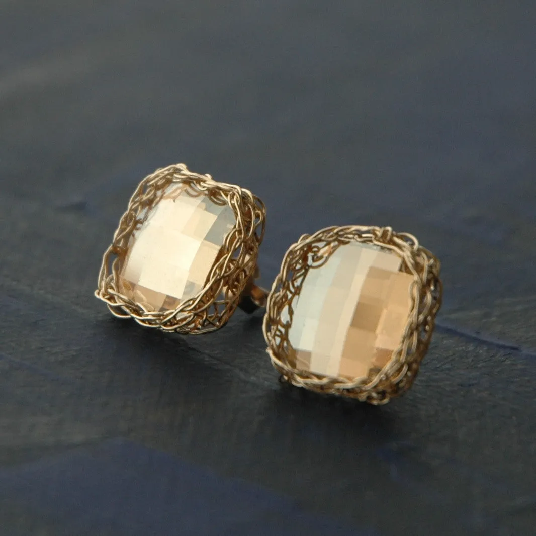 Post Earrings , Amber geometric earrings