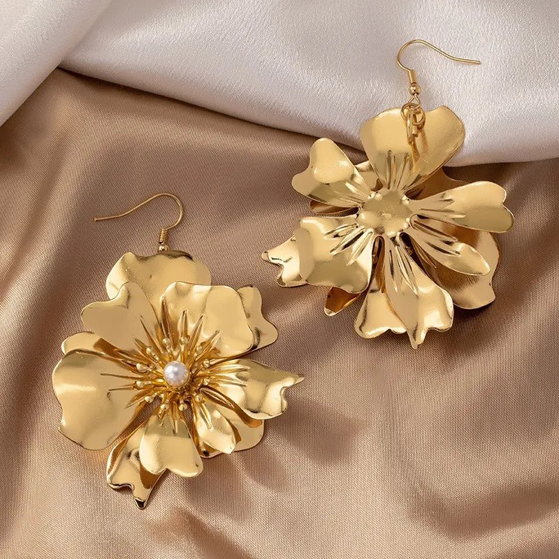 Pre Order:  Retro Flower Petal Hook Earrings