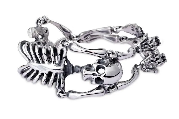 Punk Rock Gothic Stainless Steel Skull Bracelet For Men Link Chain Male Biker Jewelry Cool Brand Mens Bracelets Bangles