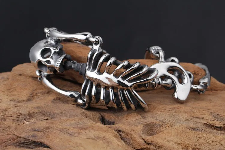 Punk Rock Gothic Stainless Steel Skull Bracelet For Men Link Chain Male Biker Jewelry Cool Brand Mens Bracelets Bangles