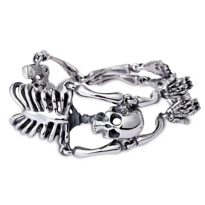 Punk Rock Gothic Stainless Steel Skull Bracelet For Men Link Chain Male Biker Jewelry Cool Brand Mens Bracelets Bangles