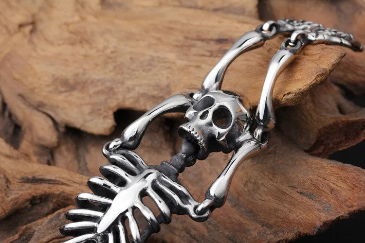 Punk Rock Gothic Stainless Steel Skull Bracelet For Men Link Chain Male Biker Jewelry Cool Brand Mens Bracelets Bangles