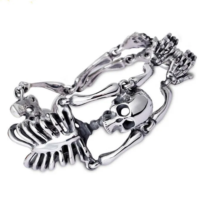 Punk Rock Gothic Stainless Steel Skull Bracelet For Men Link Chain Male Biker Jewelry Cool Brand Mens Bracelets Bangles