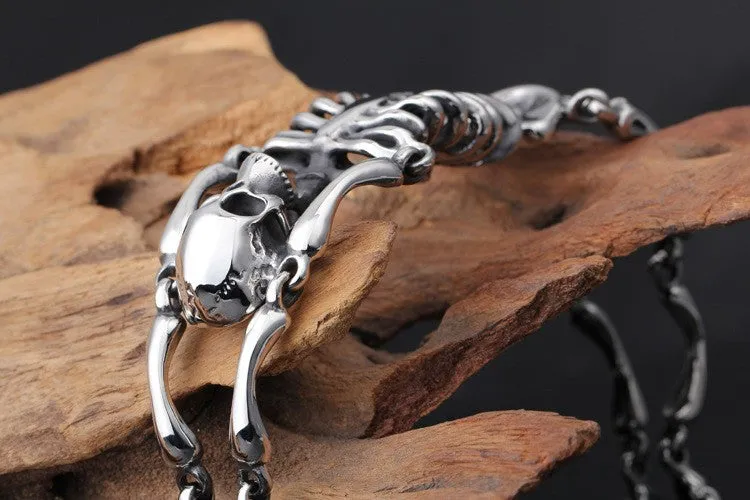 Punk Rock Gothic Stainless Steel Skull Bracelet For Men Link Chain Male Biker Jewelry Cool Brand Mens Bracelets Bangles