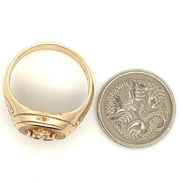 "Valentine's Valor: 10K Gold USN Anchor Signet Ring"