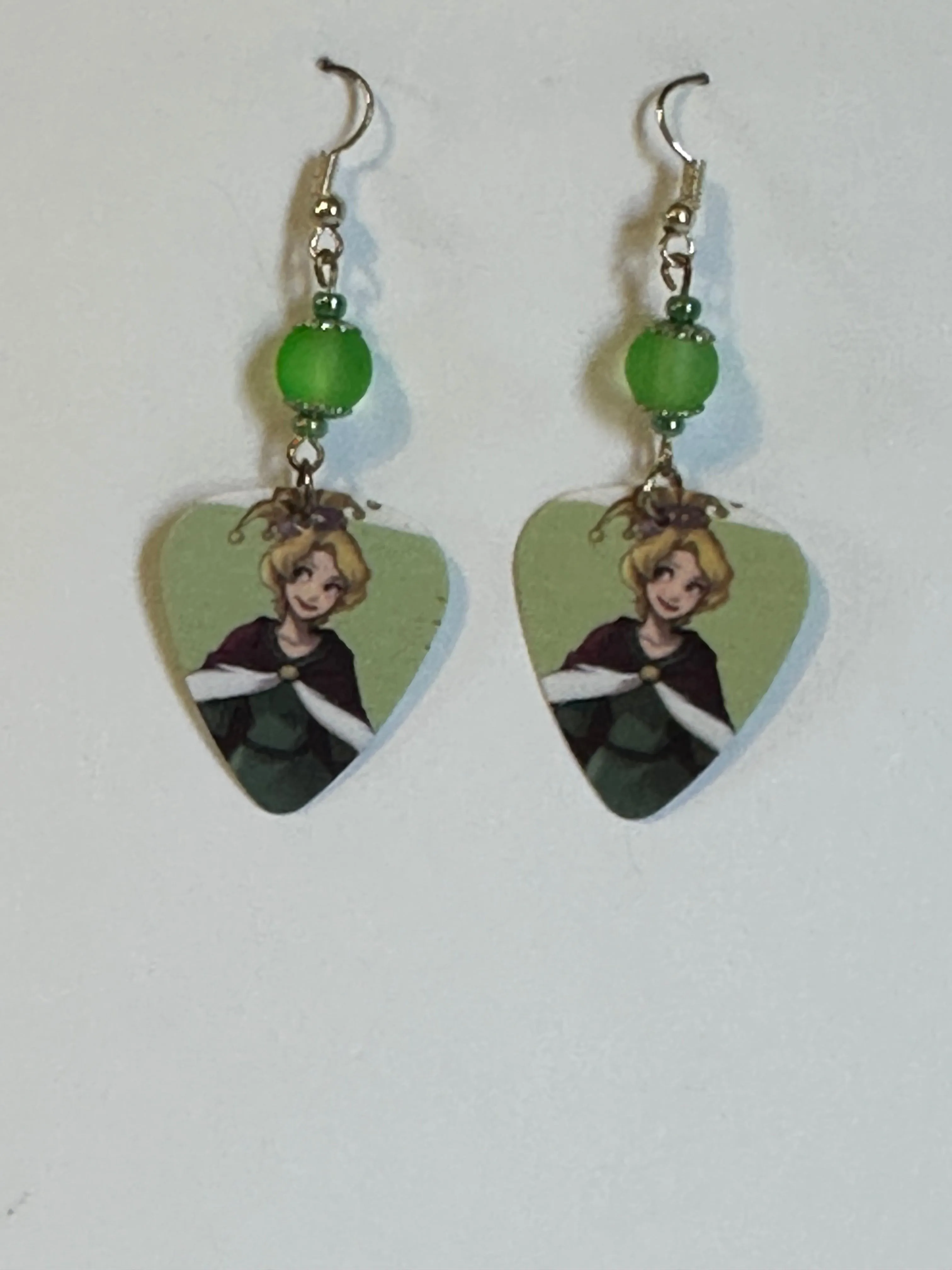 Rapunzel guitar pick beaded princess earrings