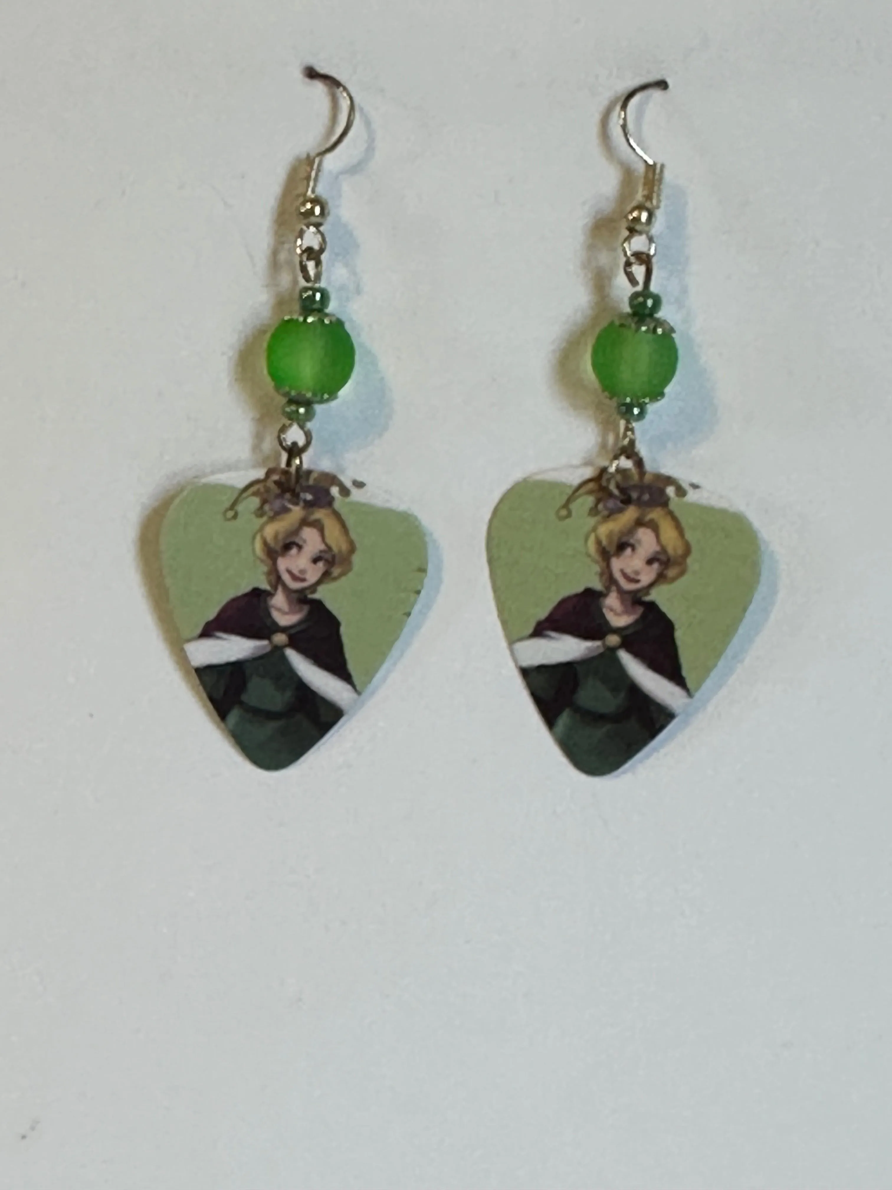 Rapunzel guitar pick beaded princess earrings