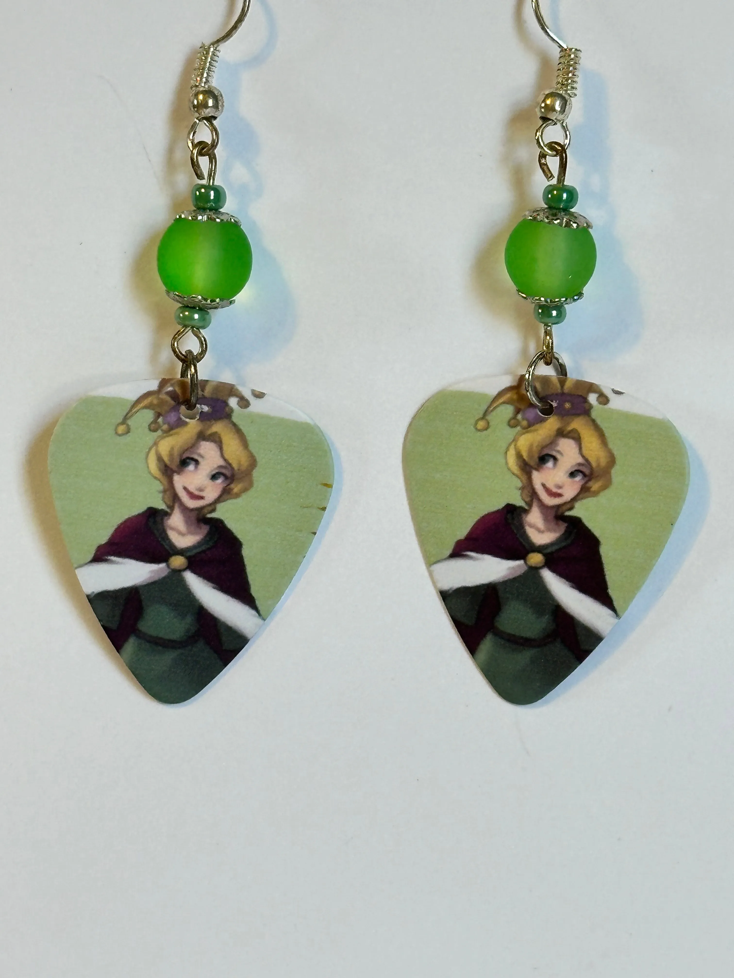 Rapunzel guitar pick beaded princess earrings