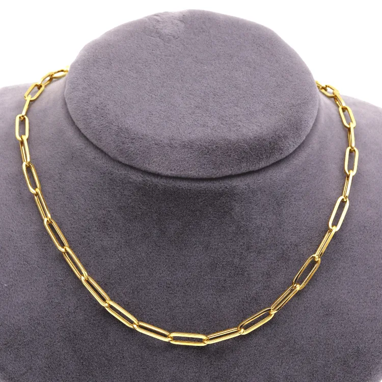 Real Gold Paper Clip Chain Necklace 0002 (40 C.M) CH1221