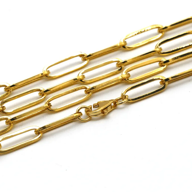 Real Gold Paper Clip Chain Necklace 0002 (40 C.M) CH1221