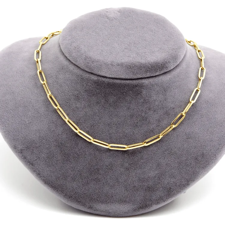 Real Gold Paper Clip Chain Necklace 0002 (40 C.M) CH1221