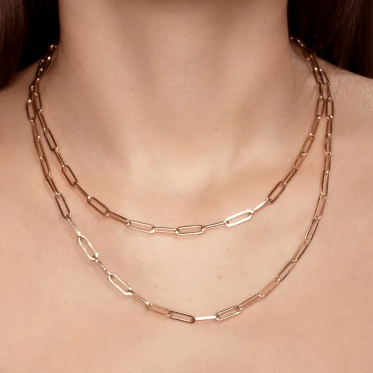 Real Gold Paper Clip Chain Necklace 0002 (40 C.M) CH1221