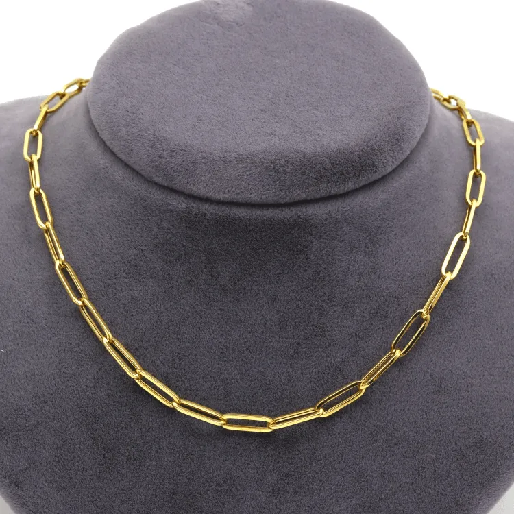 Real Gold Paper Clip Chain Necklace 0002 (40 C.M) CH1221