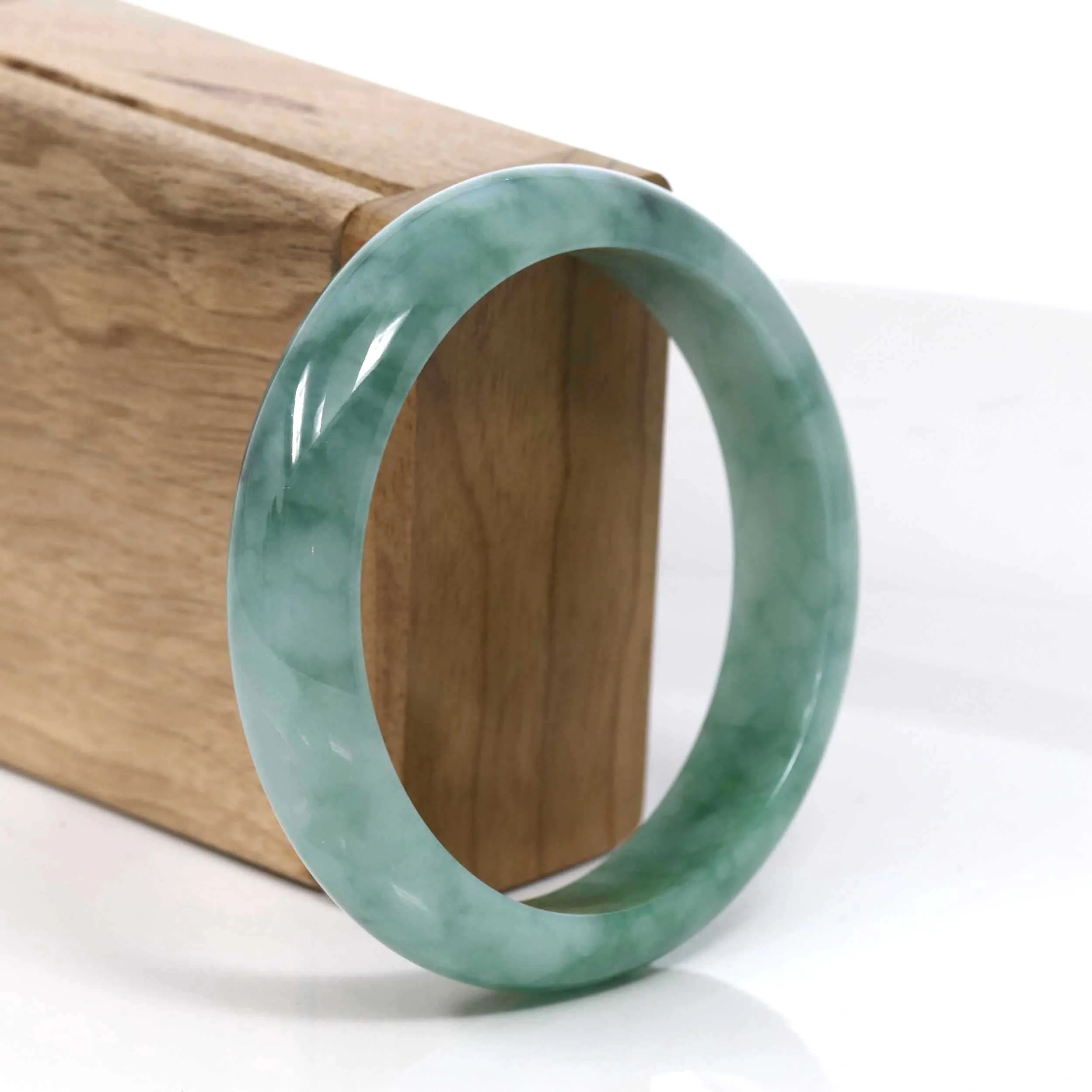 RealJade® Co. Blue-Green Classic Real Jadeite Jade Bangle Bracelet (59.58mm) #937