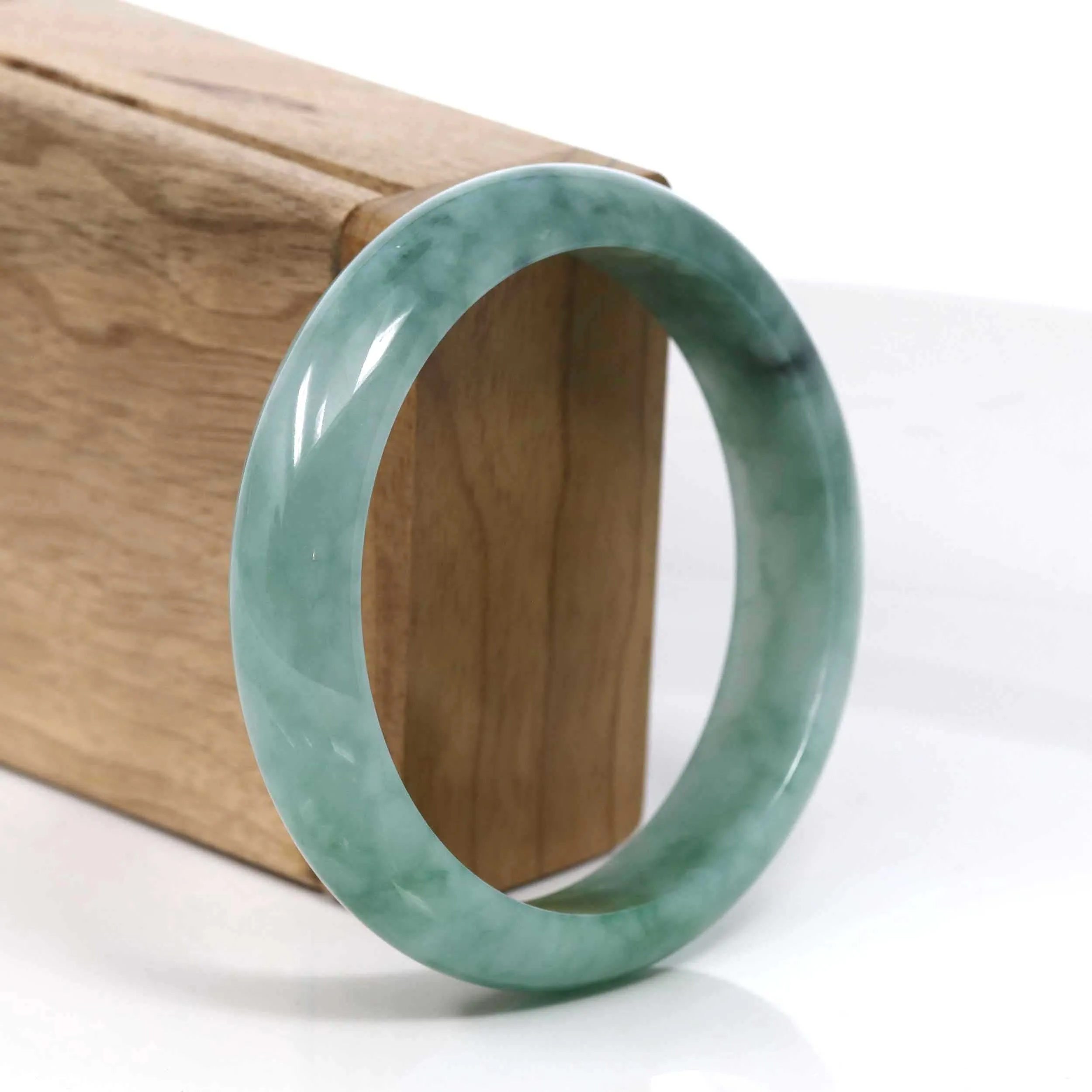 RealJade® Co. Blue-Green Classic Real Jadeite Jade Bangle Bracelet (59.58mm) #937