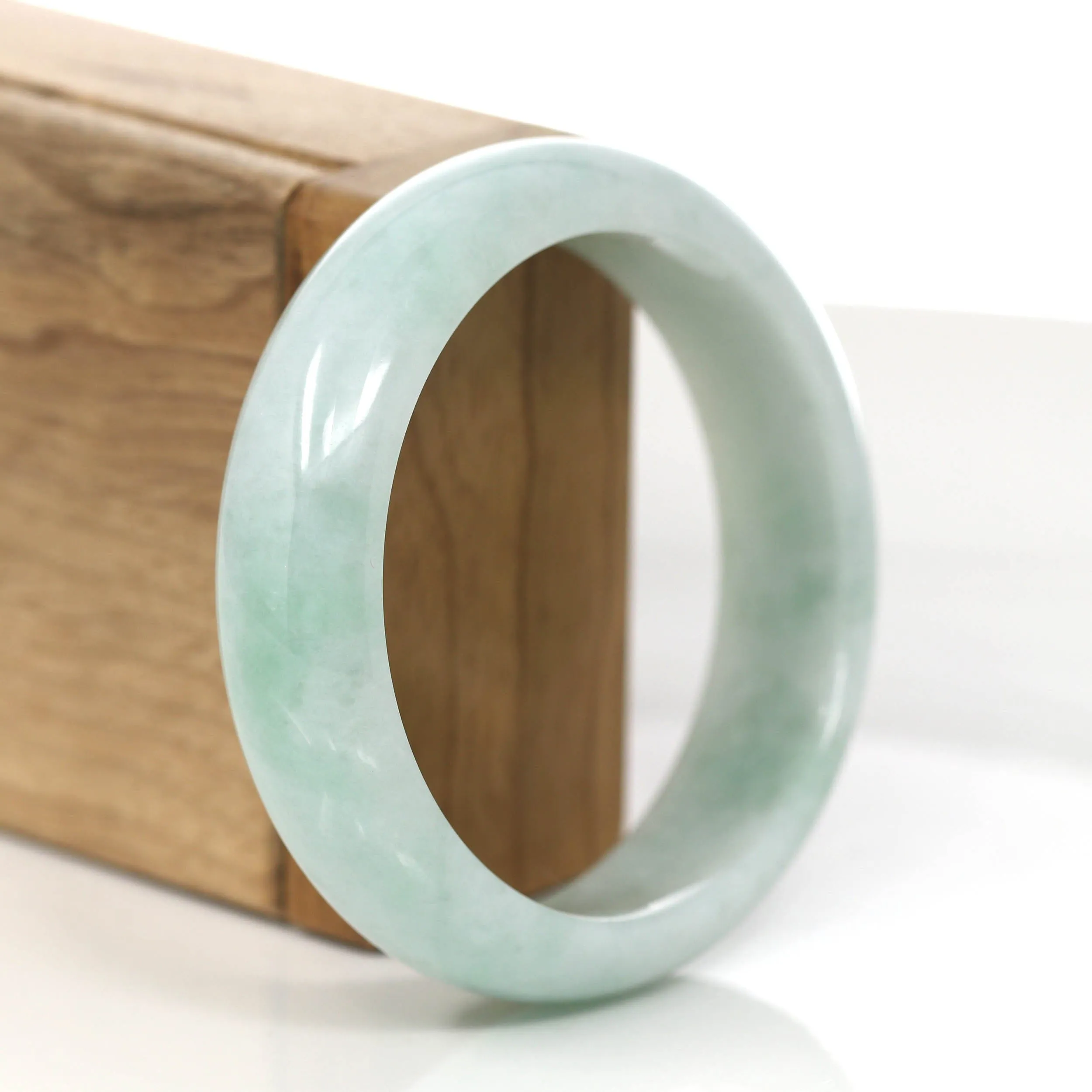 RealJade® Co. Natural Lavender- Green Jadeite Jade Bangle Bracelet (57.68mm) #847