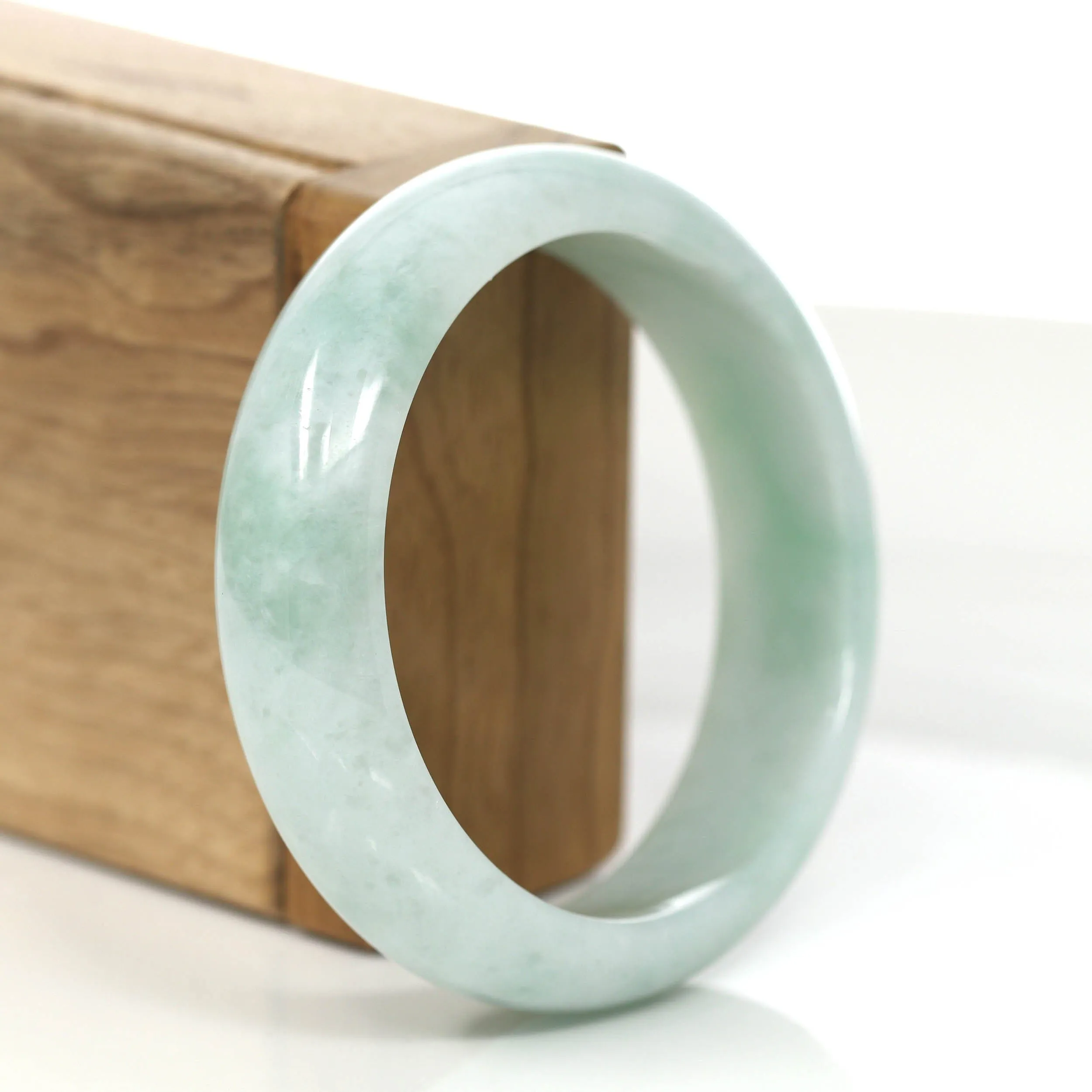 RealJade® Co. Natural Lavender- Green Jadeite Jade Bangle Bracelet (57.68mm) #847