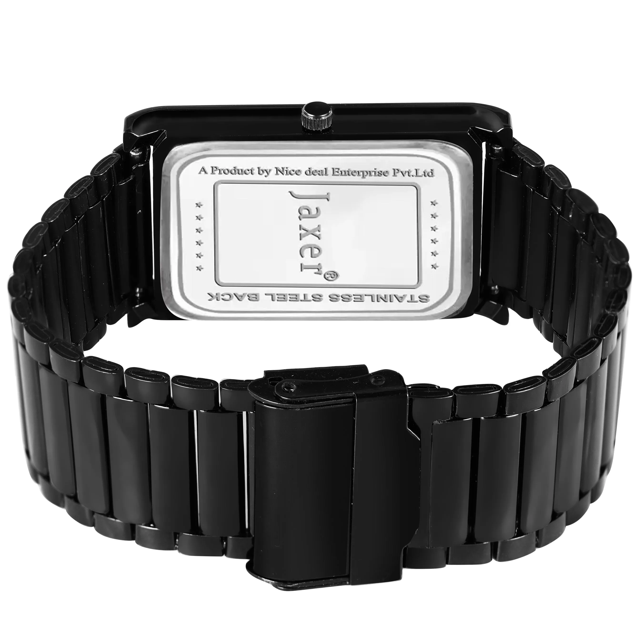 Rectangle Black Dial Steel Chain Analog Watch - For Men JXRM2171