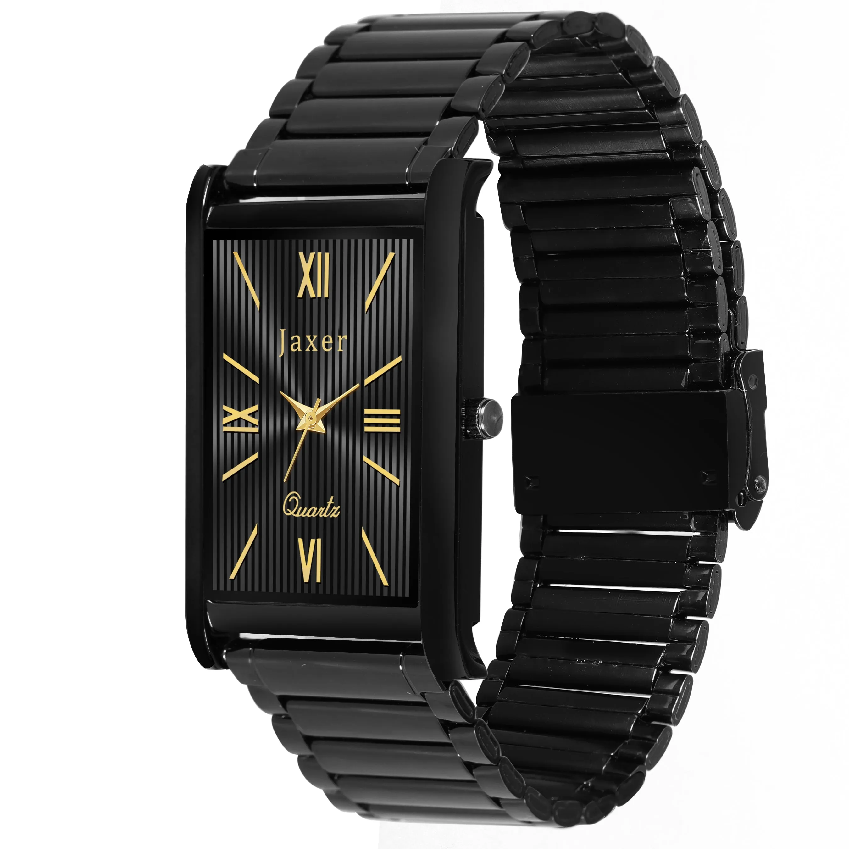 Rectangle Black Dial Steel Chain Analog Watch - For Men JXRM2171