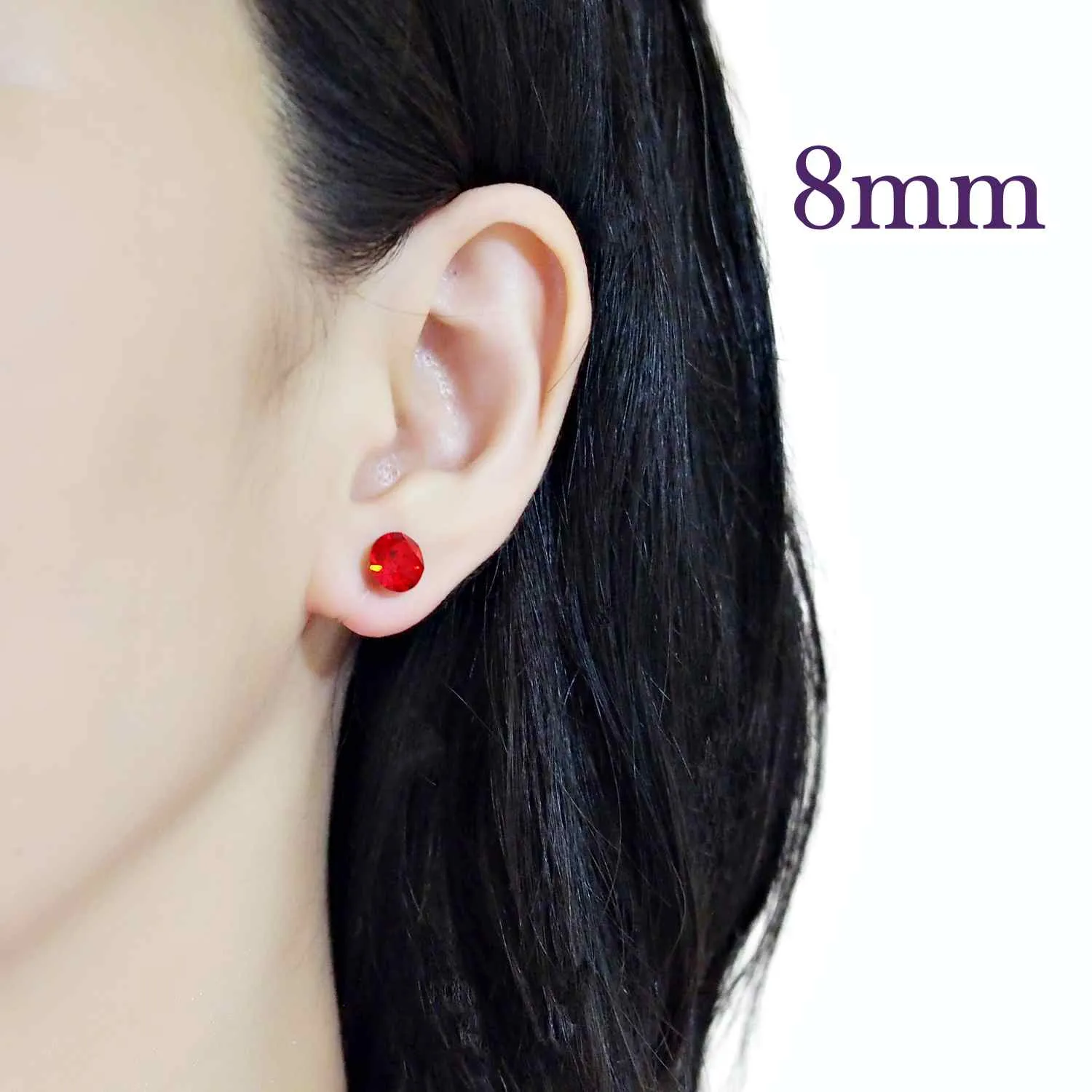 Red Light Siam Swarovski Crystal Screw-Back Invisible Clip On Stud Earrings