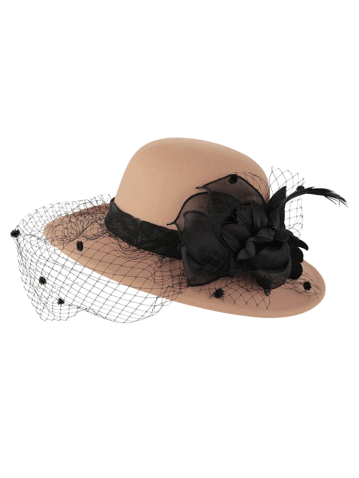 Retro Flower Net Round Top Hat