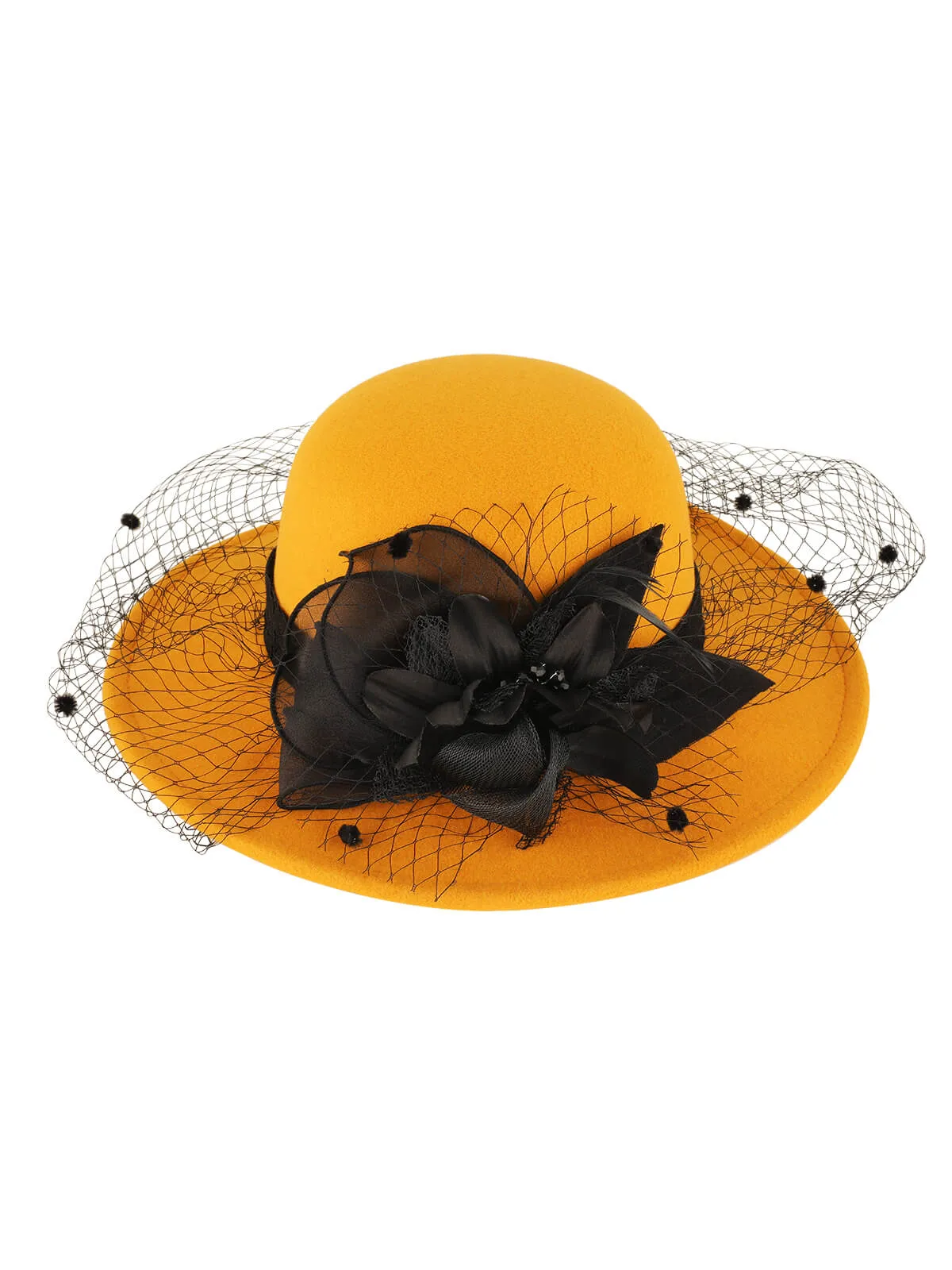 Retro Flower Net Round Top Hat