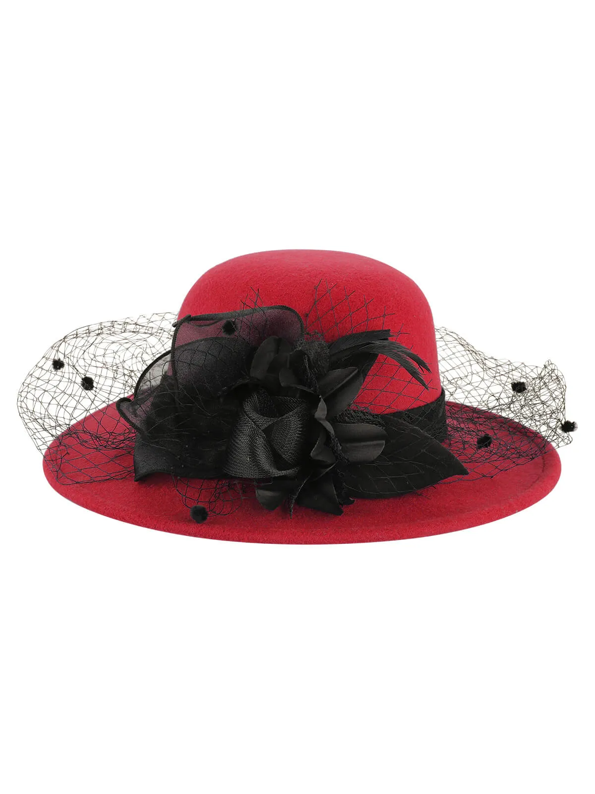 Retro Flower Net Round Top Hat