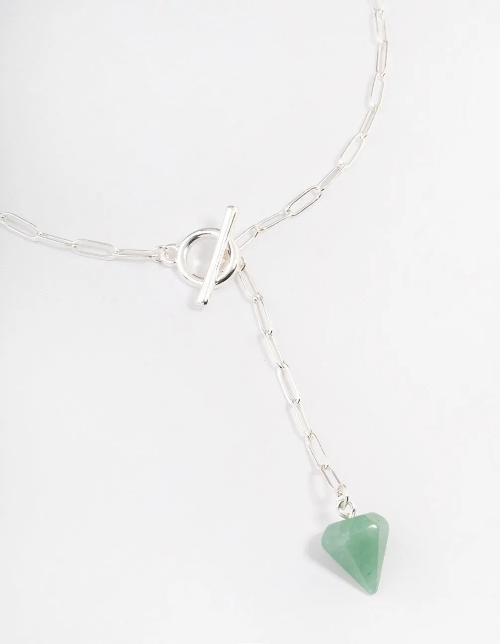 Rhodium Turquoise Charm T&O Necklace