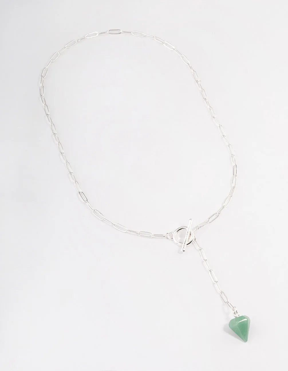 Rhodium Turquoise Charm T&O Necklace