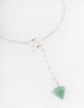 Rhodium Turquoise Charm T&O Necklace