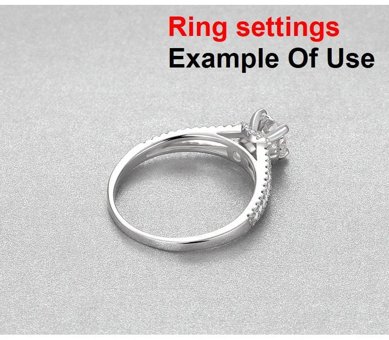 Ring Setting Blank 6mm 1pc 925 Sterling Silver CZ Semi Mount for 1 Round Shape Faceted Stone 4 Prongs Love Theme Wholesale Available