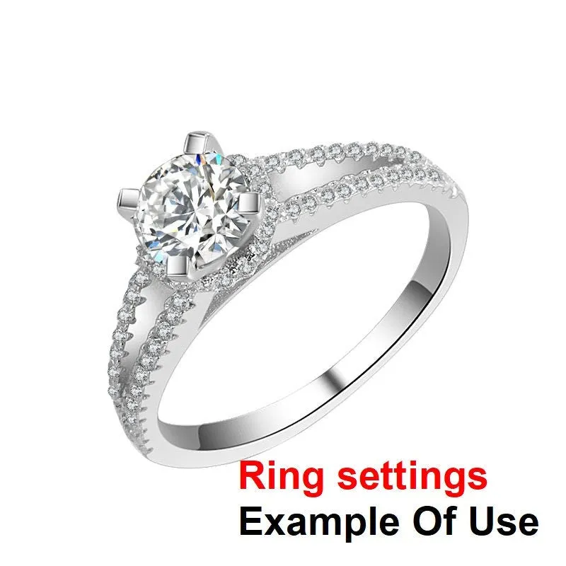 Ring Setting Blank 6mm 1pc 925 Sterling Silver CZ Semi Mount for 1 Round Shape Faceted Stone 4 Prongs Love Theme Wholesale Available