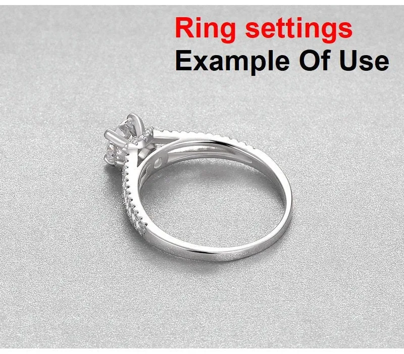 Ring Setting Blank 6mm 1pc 925 Sterling Silver CZ Semi Mount for 1 Round Shape Faceted Stone 4 Prongs Love Theme Wholesale Available