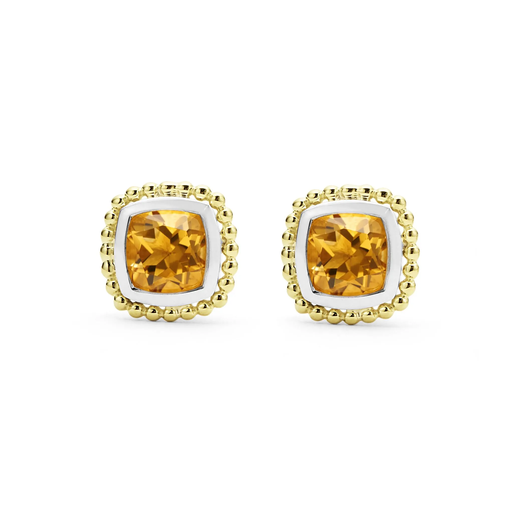 Rittenhouse Two-Tone Citrine Stud Earrings