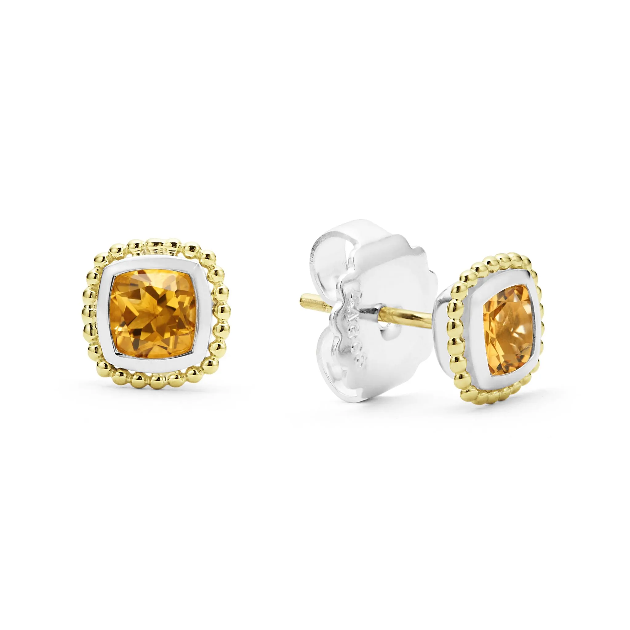 Rittenhouse Two-Tone Citrine Stud Earrings