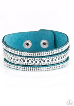 Rolling in Rhinestones - Blue Bracelet - Paparazzi Accessories