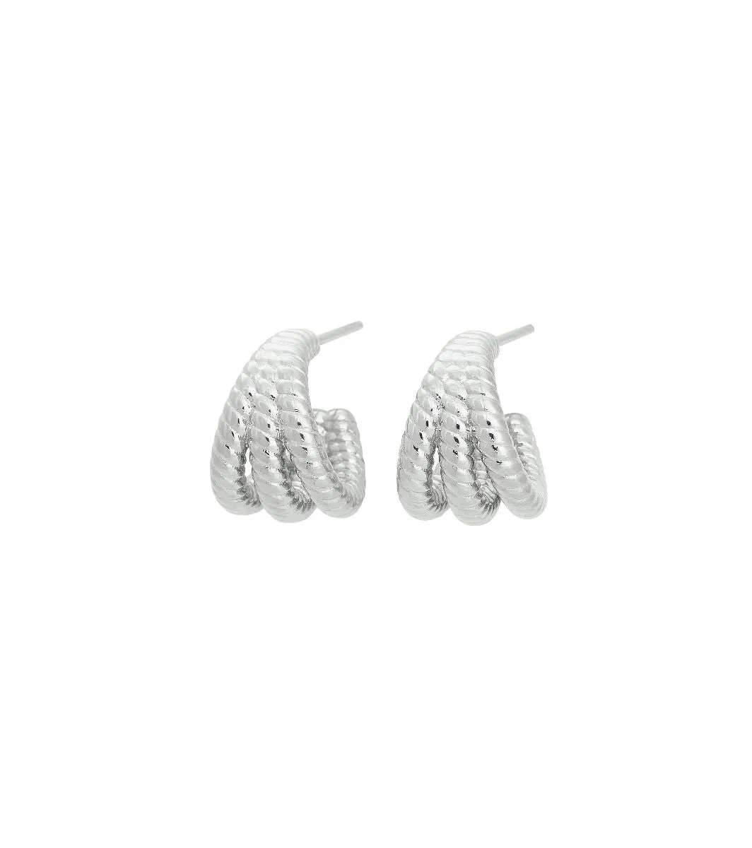 Rope Creoles Triple Steel Earrings