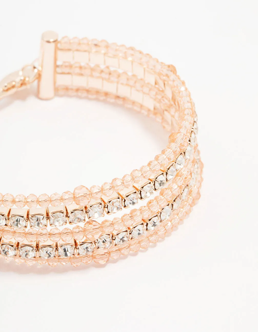 Rose Gold Beaded Diamante Chain Bracelet