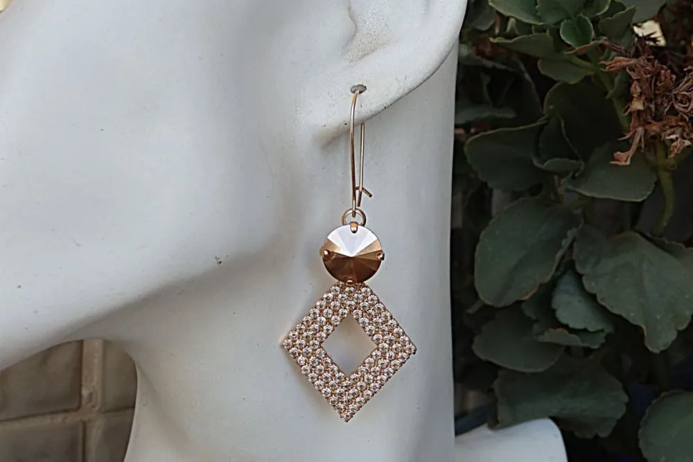 Rose gold bridal earrings.