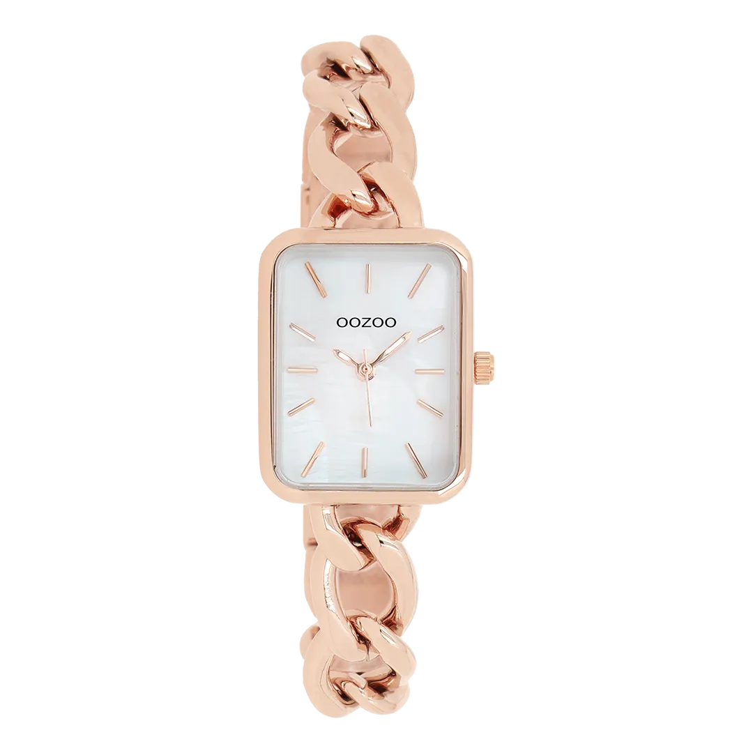 Rose gold coloured OOZOO watch with rose gold coloured chain bracelet - C11134